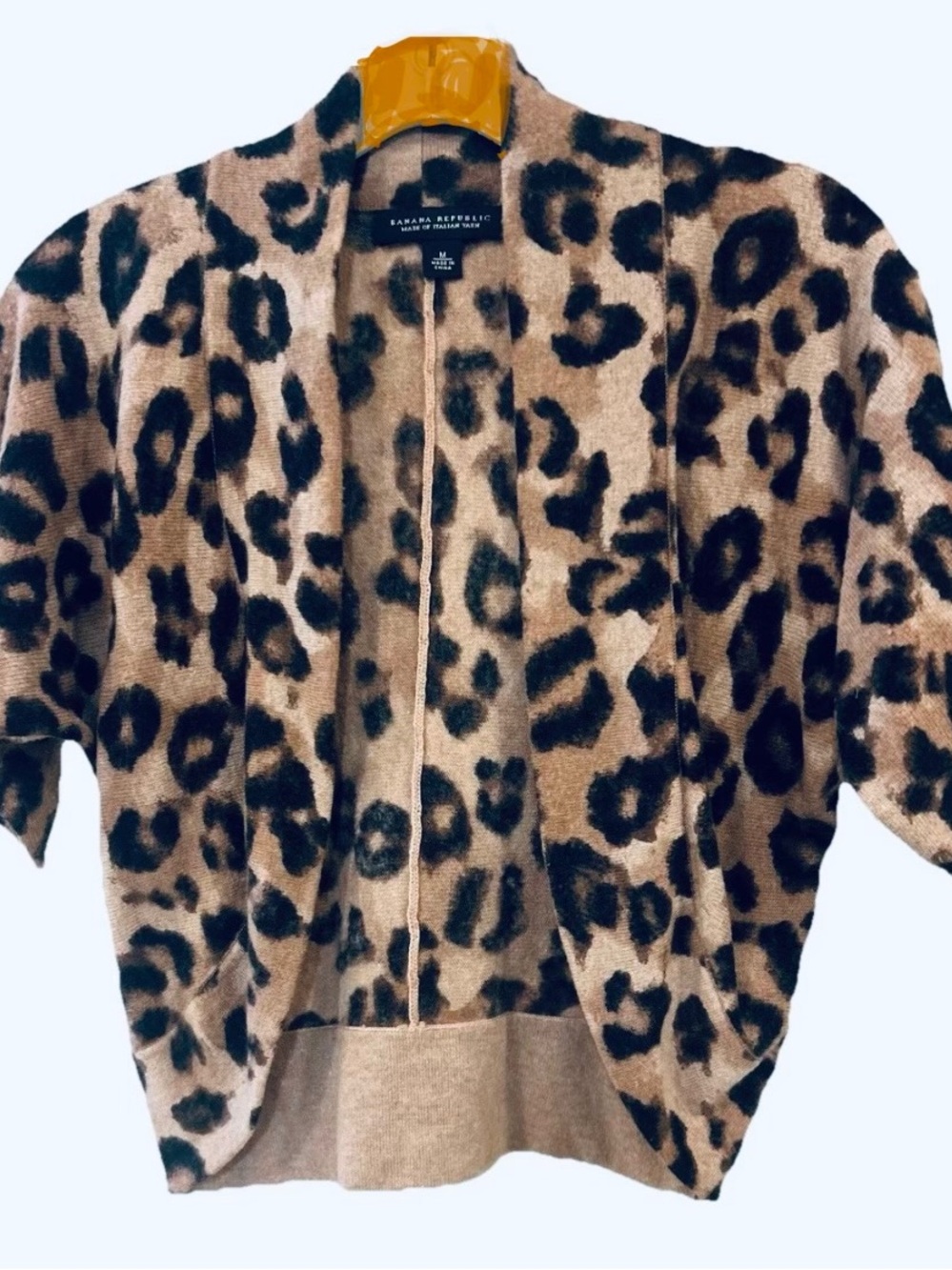 Banana Republic Leopard Print Open Cardigan in Black Brown Sweater